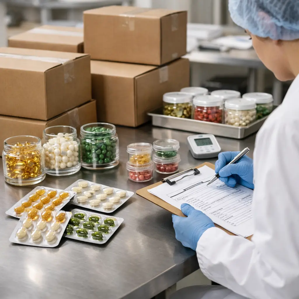 Quality control review of serum capsule blister packaging, jars, retained samples, and shipment cartons