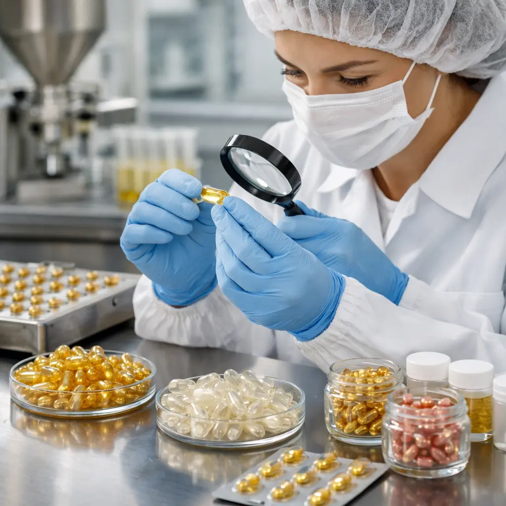 Serum capsule shell inspection in a cosmetic manufacturing laboratory