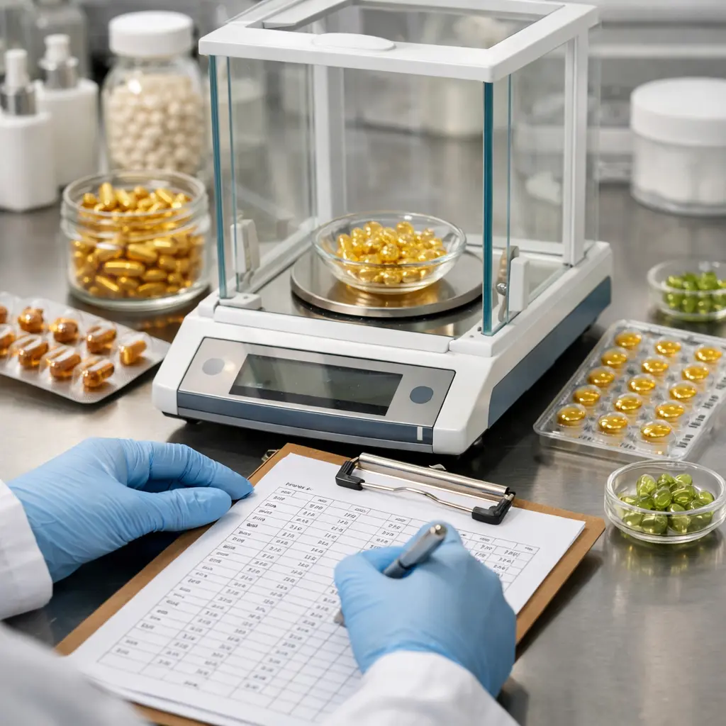 Fill-weight sampling for softgel serum capsules during pilot manufacturing
