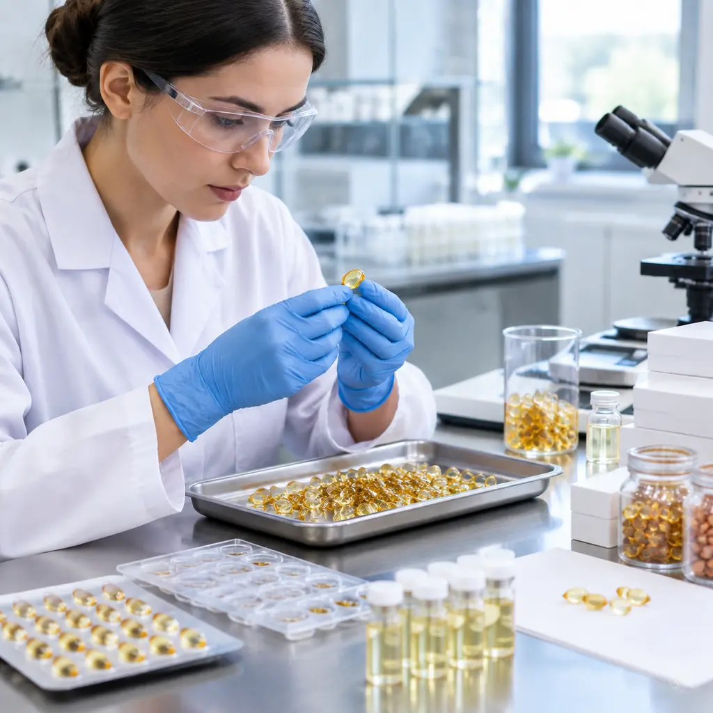 Vegan hair oil capsule shell inspection and fill-weight sampling