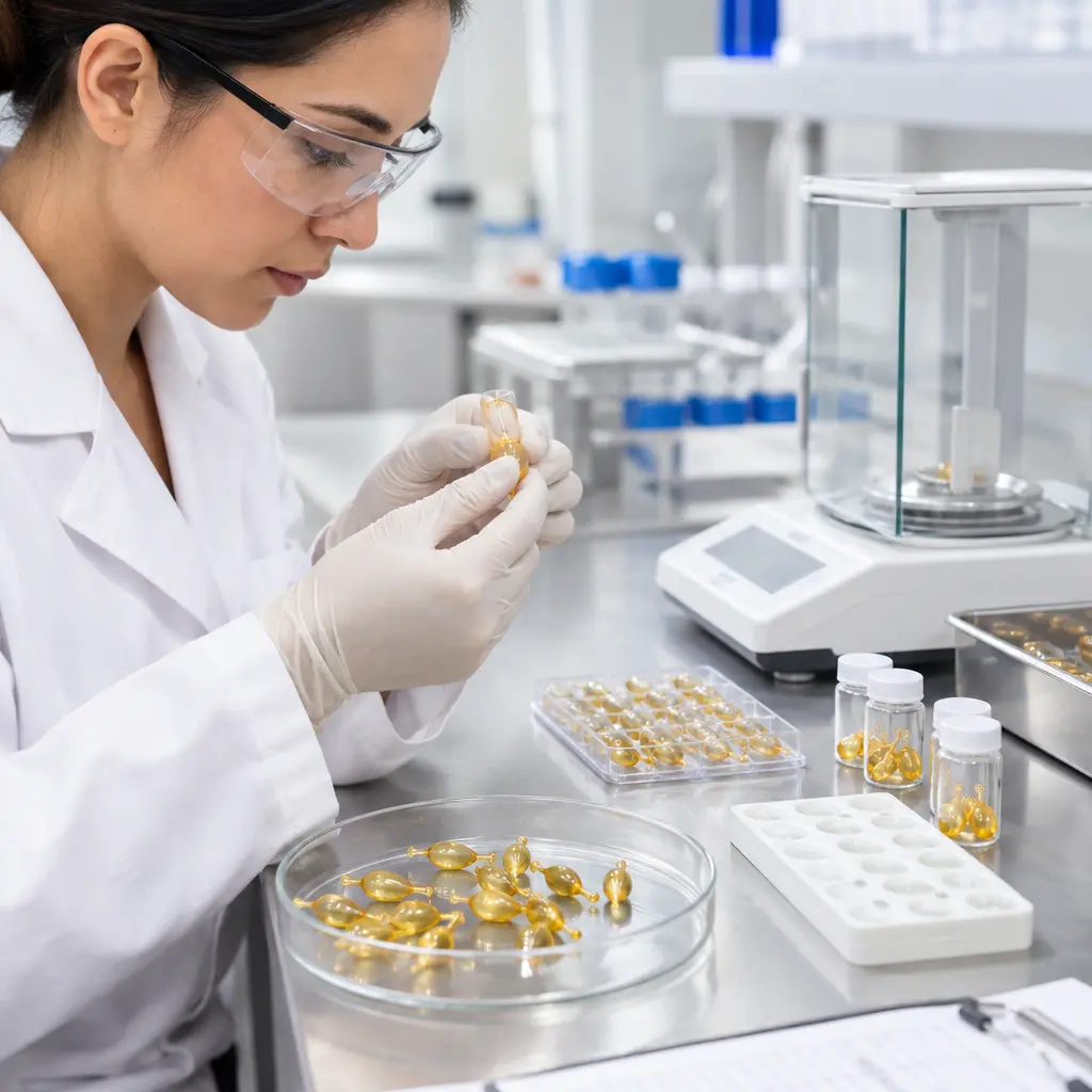 Retinol capsule shell inspection and fill-weight sampling