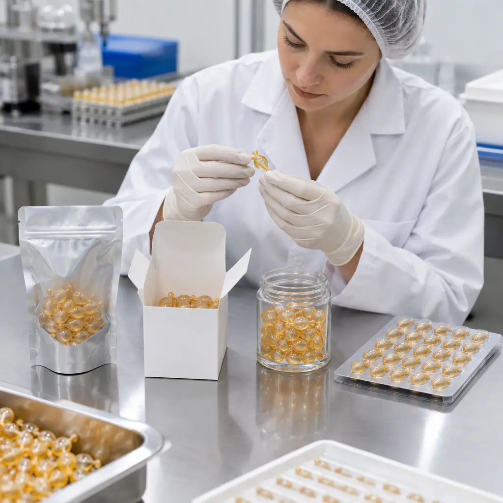 Serum capsule pouch, carton, jar, and blister packaging compatibility review