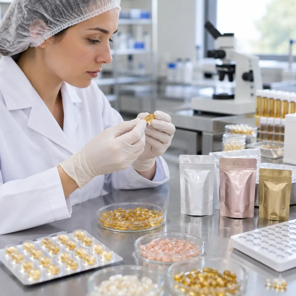 Quality-control inspection of serum capsules for shell deformation and leakage