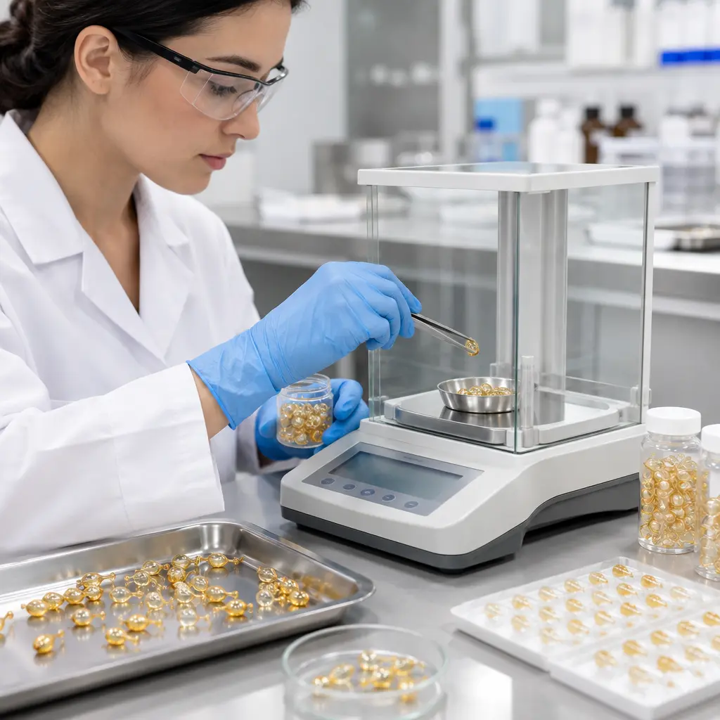 Retinol serum capsule fill-weight sampling during quality control