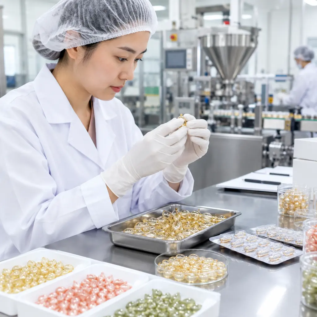 QC inspection of serum capsules for leakage, sticking, and shell deformation