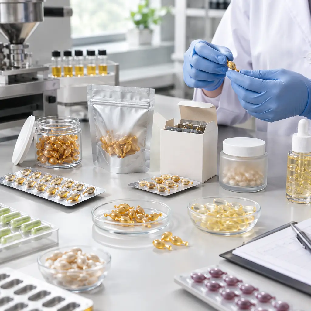 Serum capsule blister, jar, pouch, and carton compatibility review